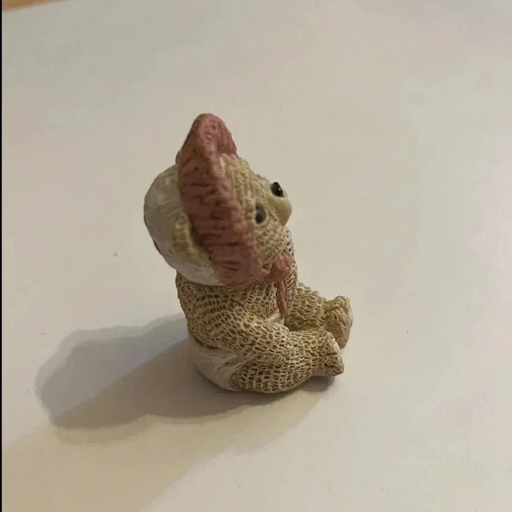 Stone Critter Littles Teddy Baby Girl Statue Figurine SCL-048 Made In USA VTG